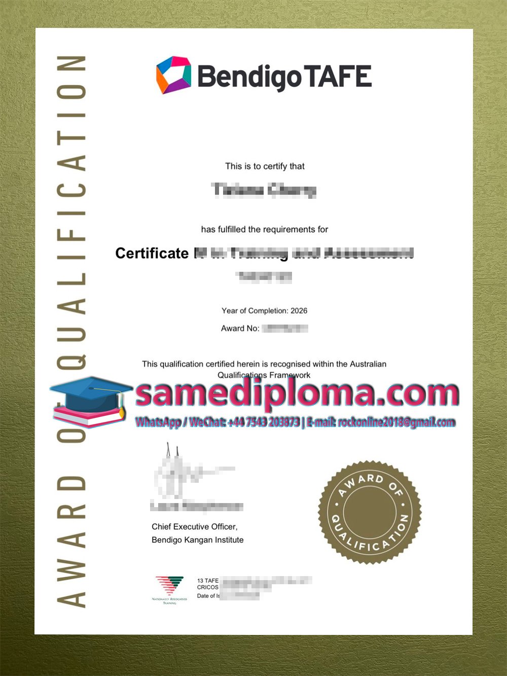 Bendigo TAFE Certificate 2026