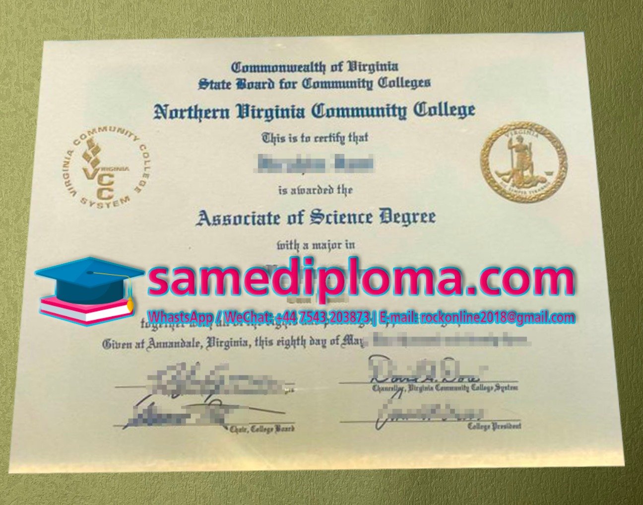 Northern Virginia Community College diploma
