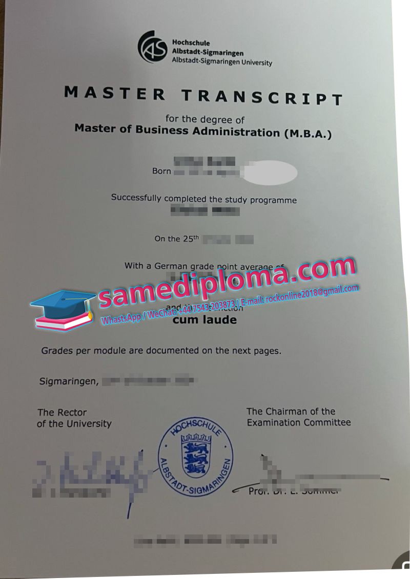 Hochschule Albstadt - Sigmaringen Transcript
