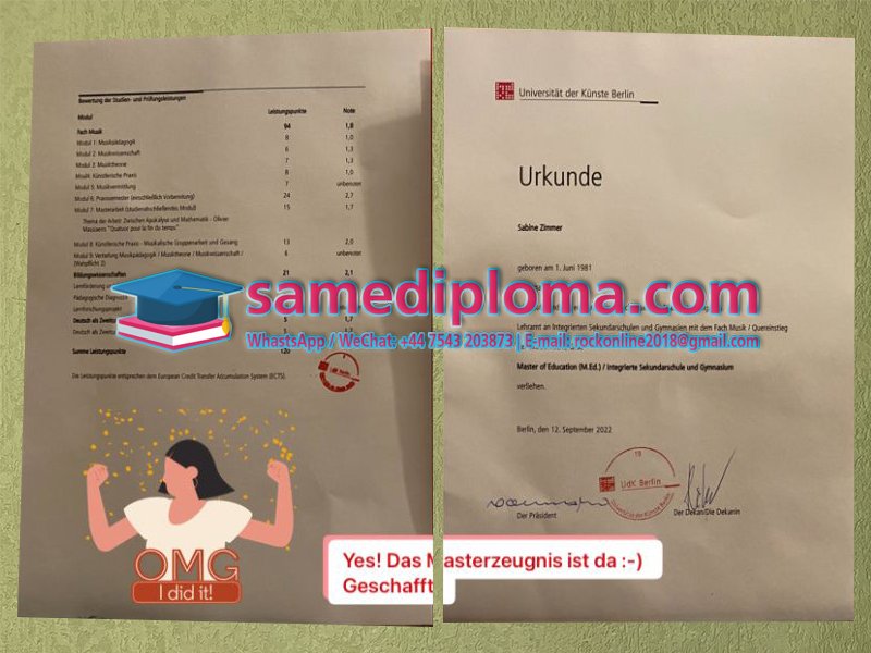 Universität der Künste Berlin Urkunde Diploma