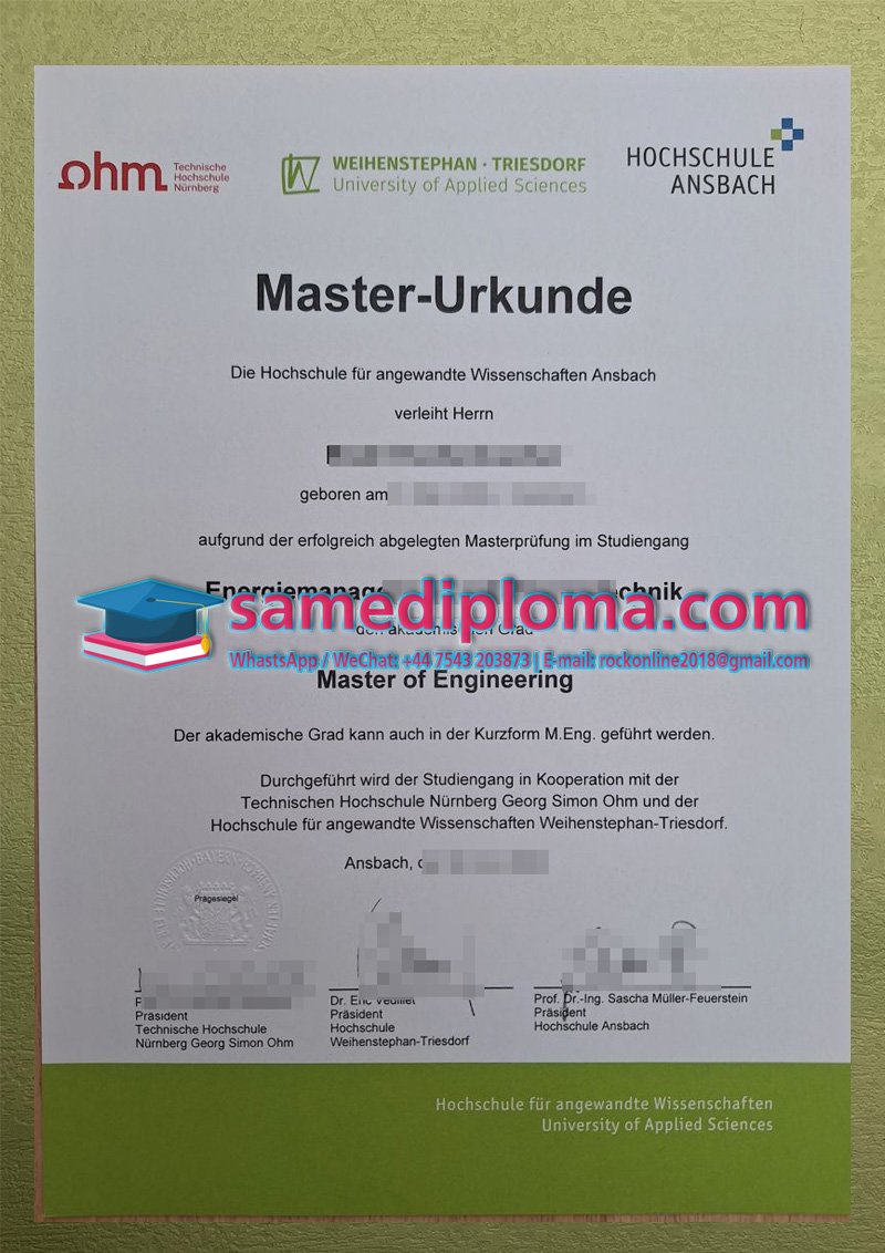 Hochschule Ansbach Diploma Urkunde Hochschule Ansbach Diploma Urkunde
