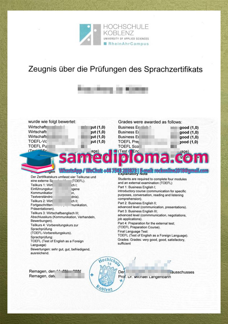Hochschule Koblenz Zeugnis Transcript Hochschule Koblenz Zeugnis Transcript