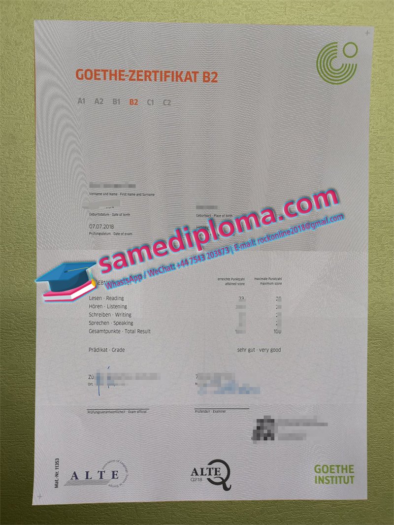 Goethe Institut Zertifikat certificate