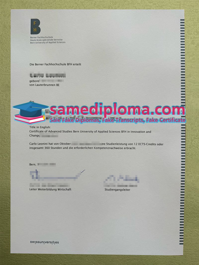 Berner Fachhochschule Urkunder Diploma