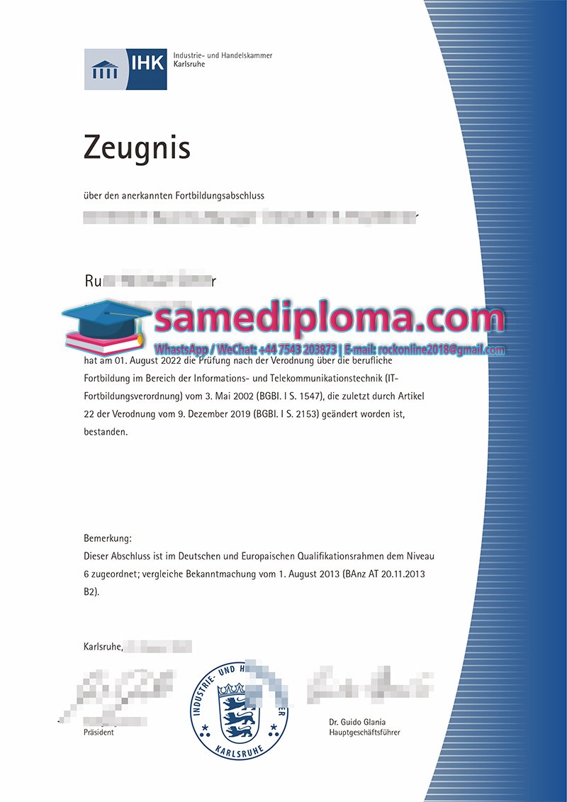 IHK Karlsrule Certificate