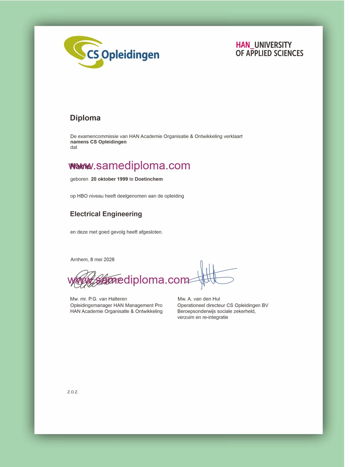 CS Opleidingen Diploma