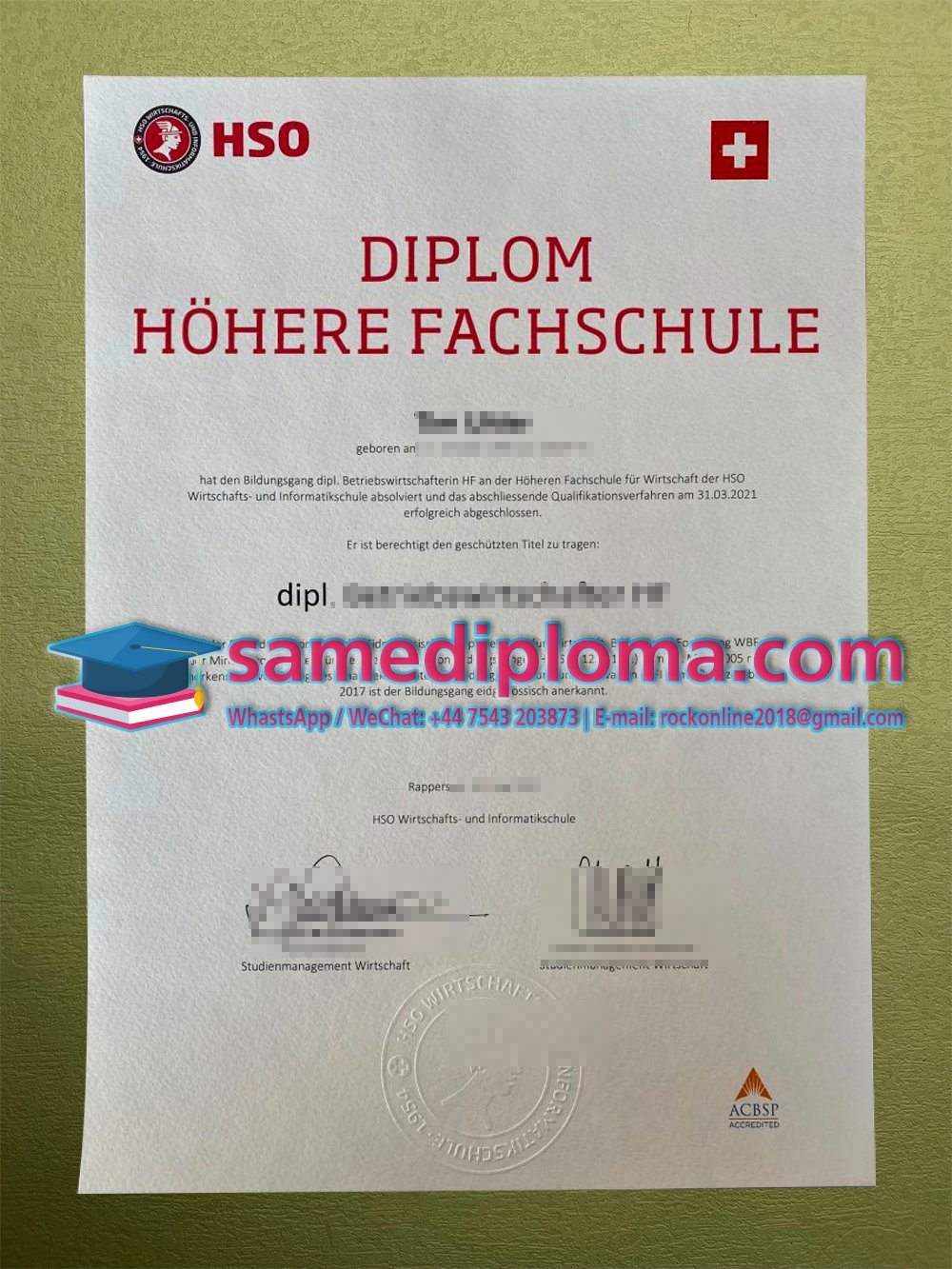 HSO höhere fachschule diplom