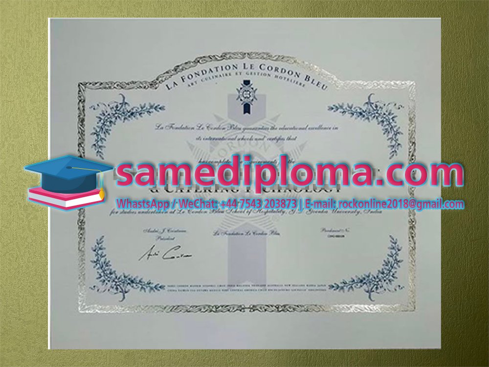 Le Cordon Bleu diploma sample