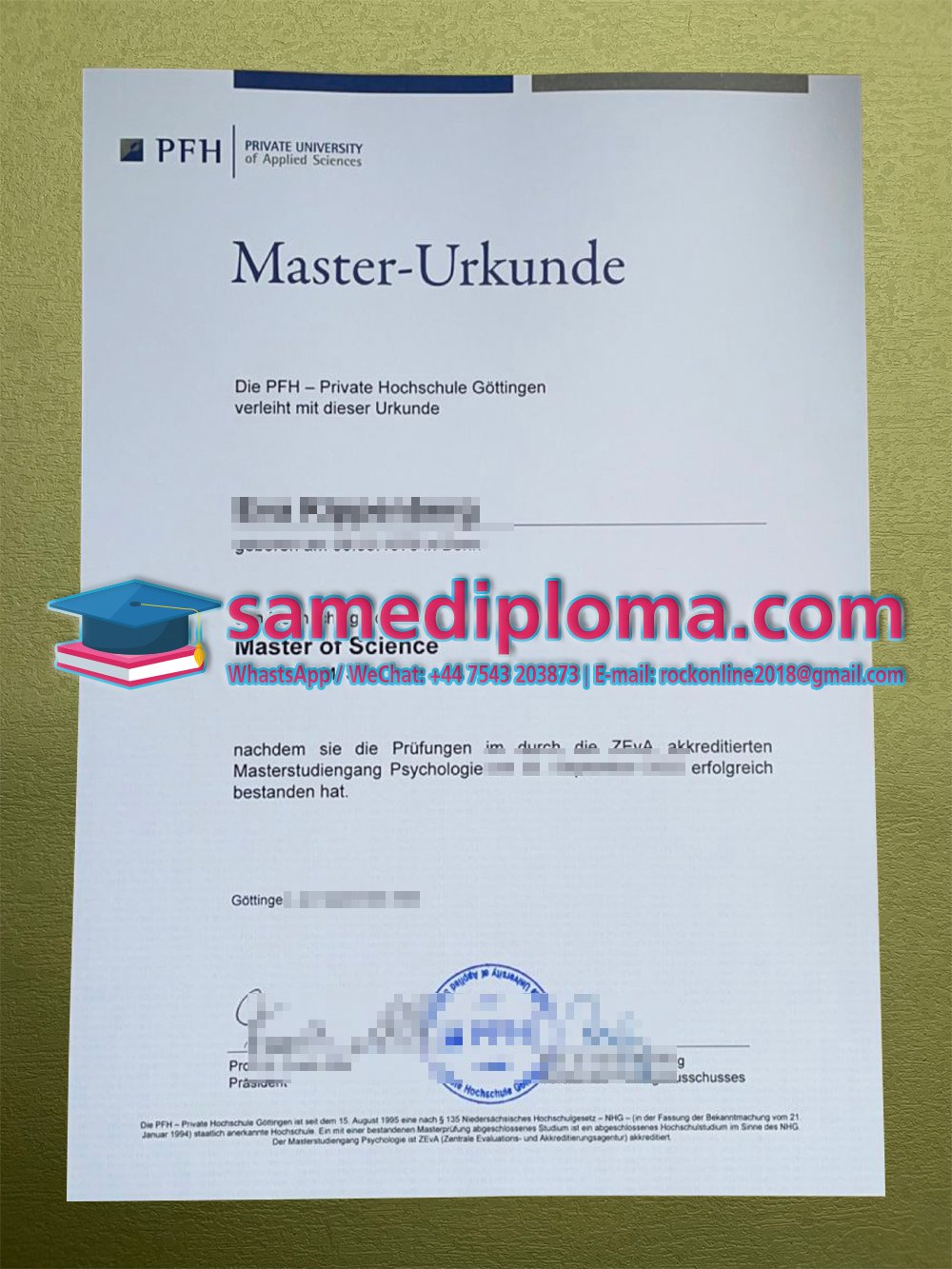 PFH Urkunde Diploma
