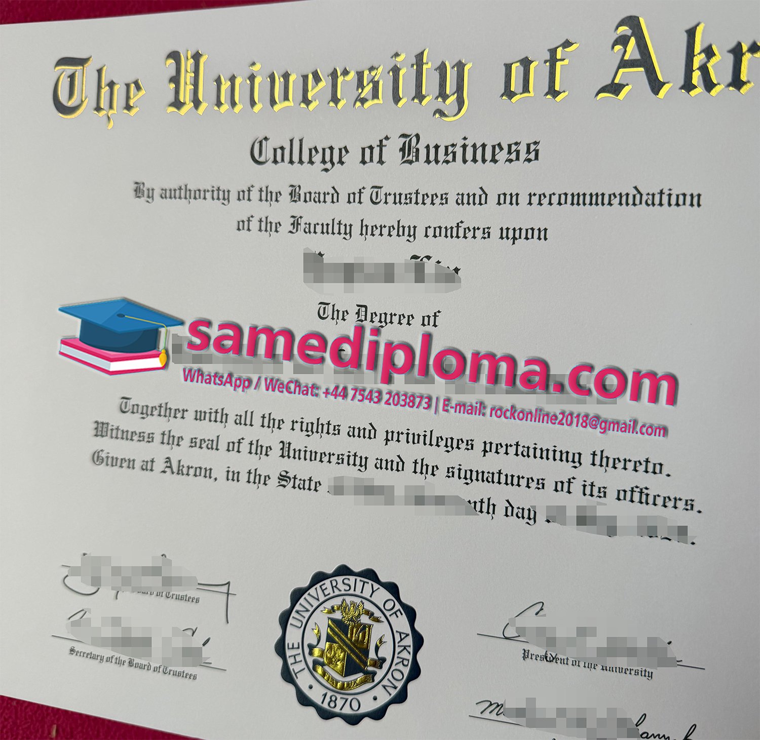 The University of Akron Degree Seal The University of Akron Degree Seal