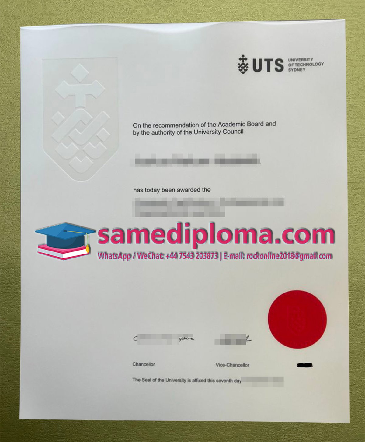 University of Technology Sydney diploma sample